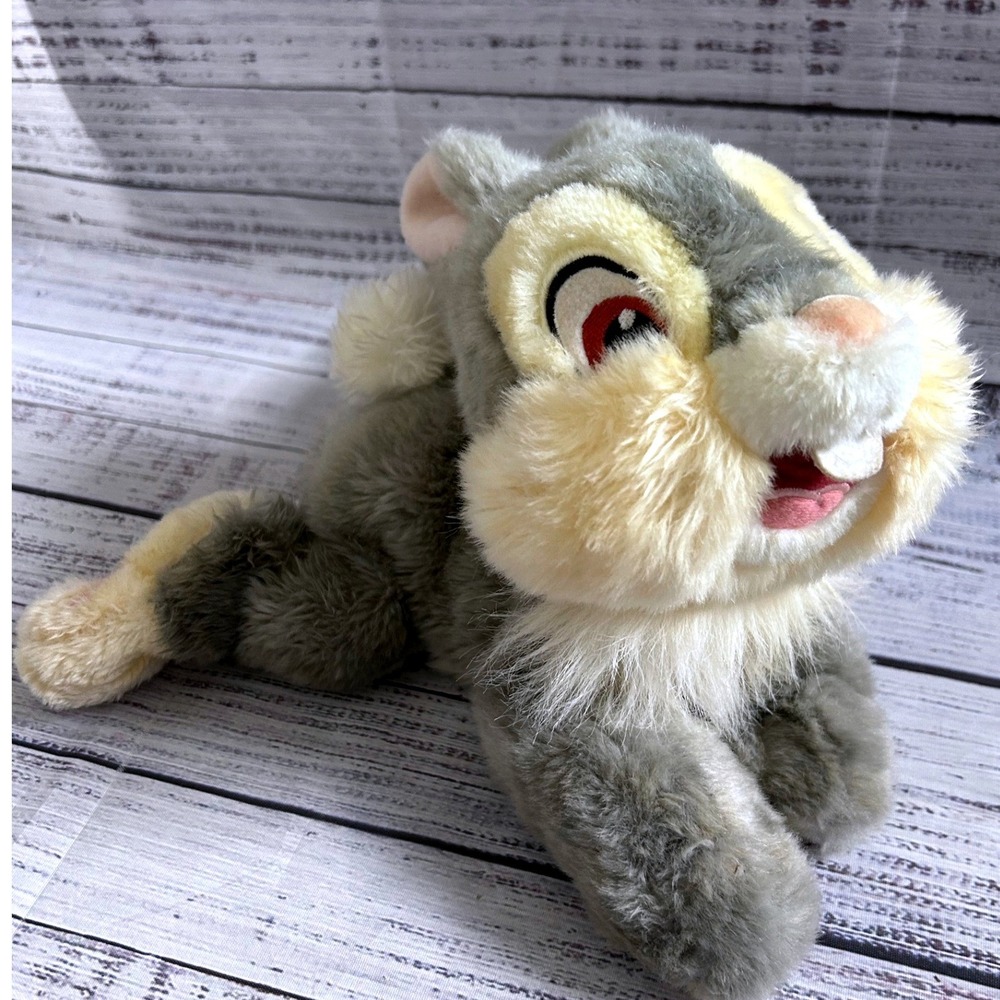 VTG Disney Store Bambi Thumper Plush Character Figure Gray Faux Fur Soft Toy